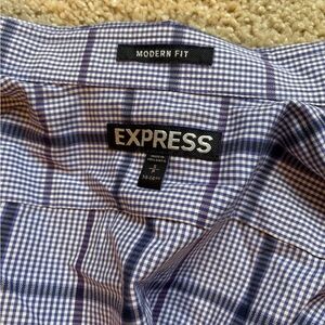 Express Blue and Purple Casual Button Down Shirt